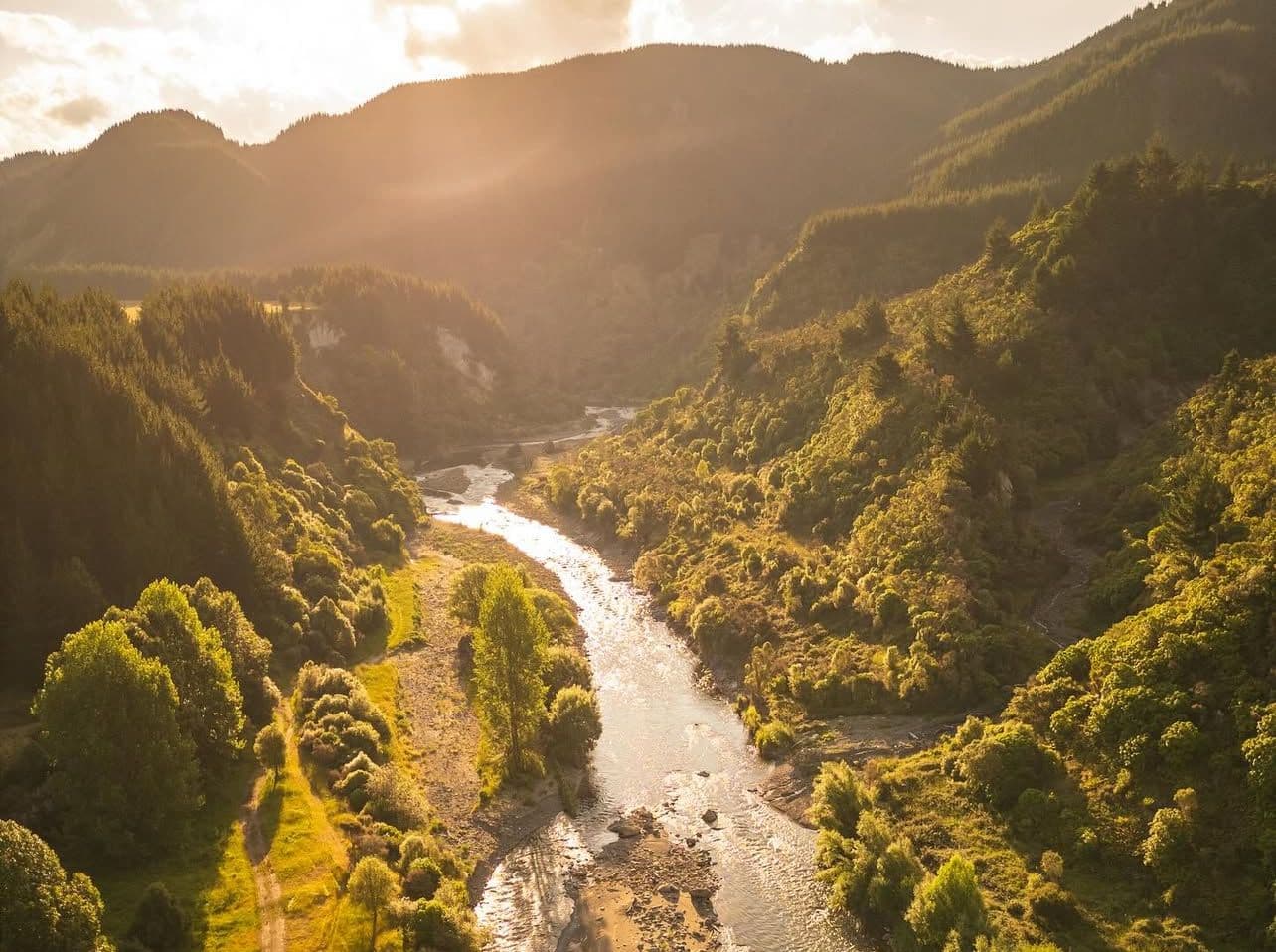 4-star accommodation on the Mohaka River, aerial view